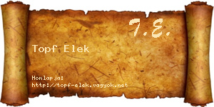 Topf Elek névjegykártya
